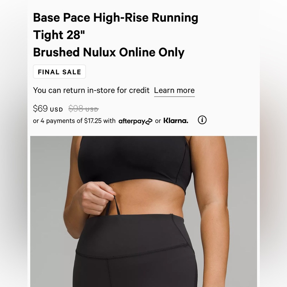 Lululemon Base Pace High Rise Running Tights